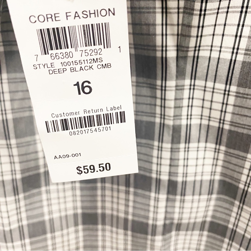 Charter Club Pearl Collar Gray & White Plaid Button Down Shirt - Picture 8 of 10